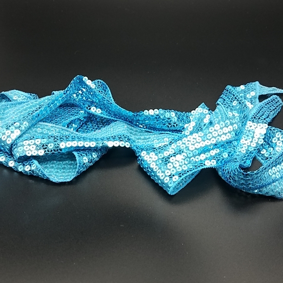 Aqua sequins tie belt - Picture 1 of 2